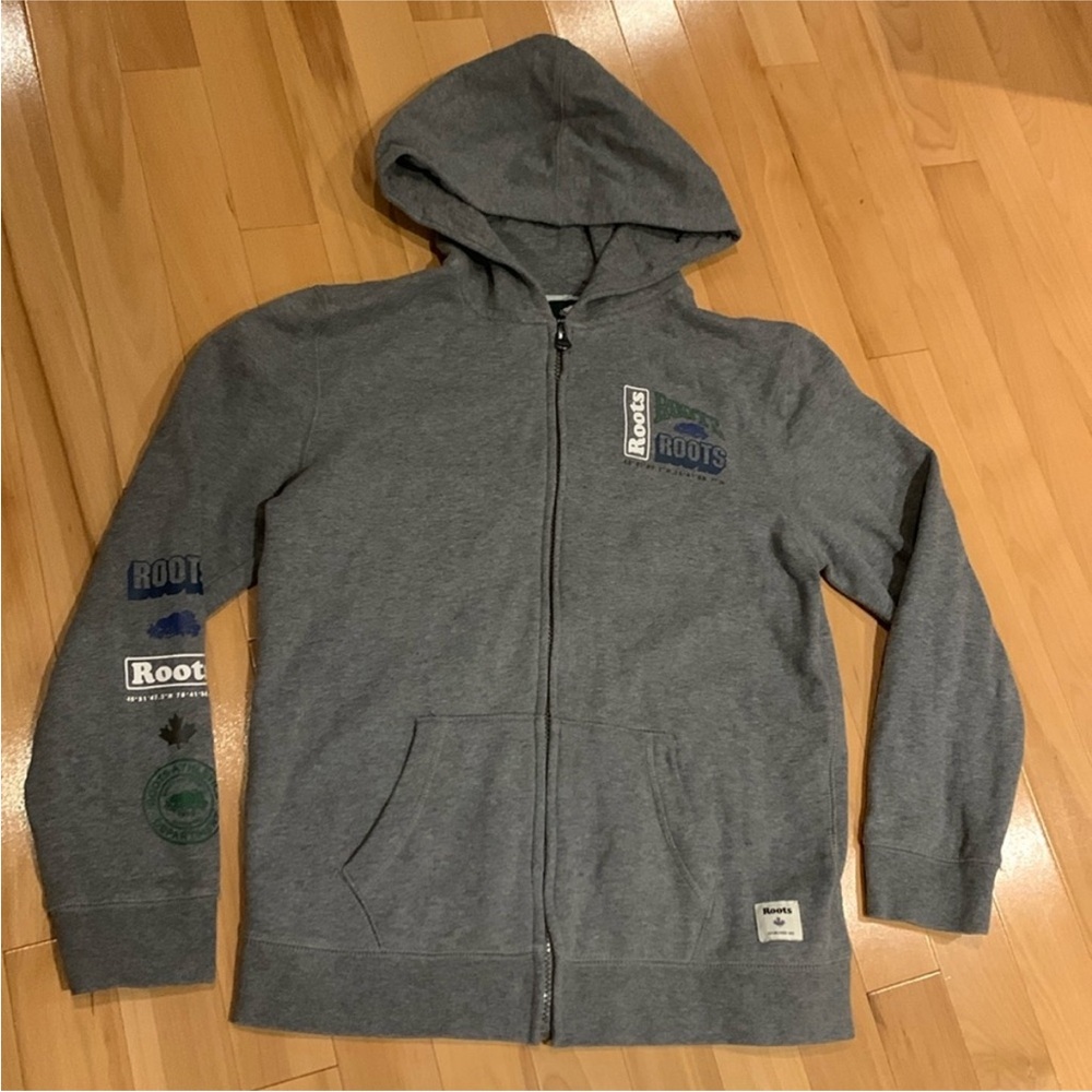 VEUC Grey Roots Youth Full Zip Hoodie with Logos - size XXL (13/14)
